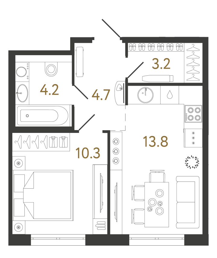 1-комнатная 36.2 м², 2 этаж, 10 638 608 руб.