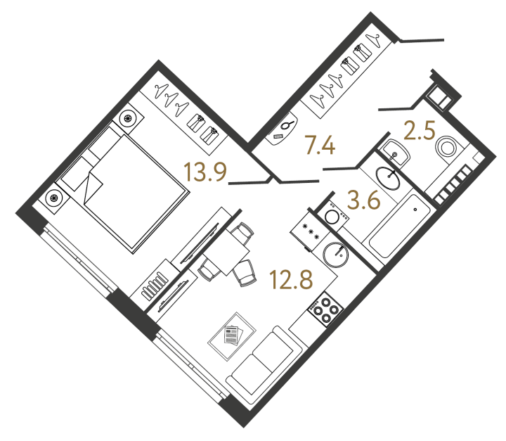 1-комнатная 40.2 м², 5 этаж, 20 429 782 руб.