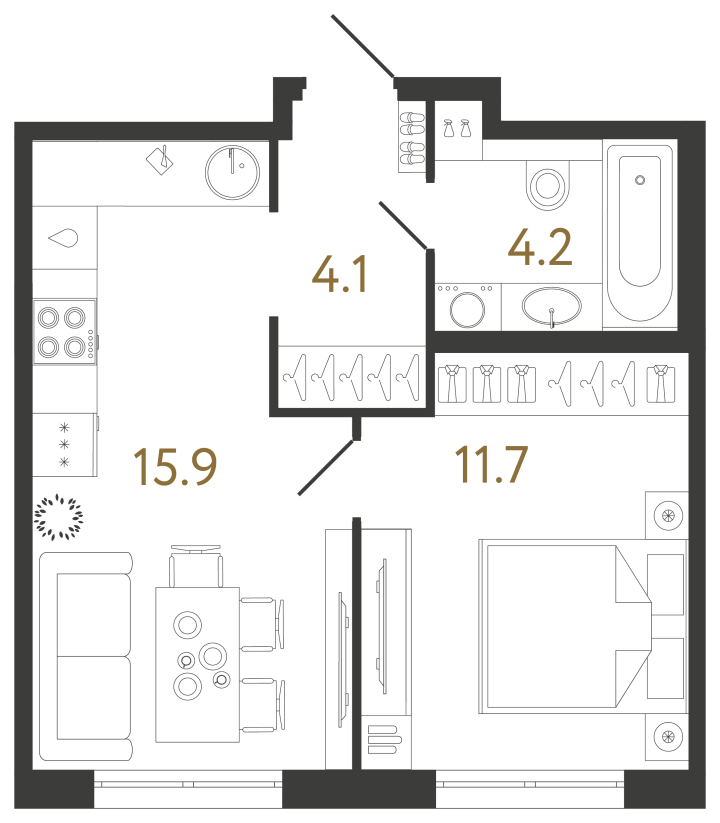 1-комнатная 35.9 м², 2 этаж, 10 349 248 руб.