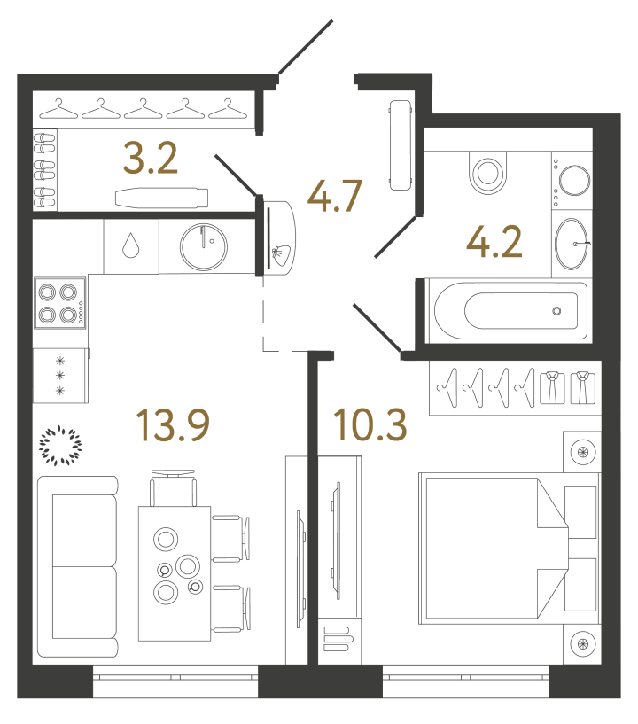 1-комнатная 36.3 м², 2 этаж, 10 667 996 руб.