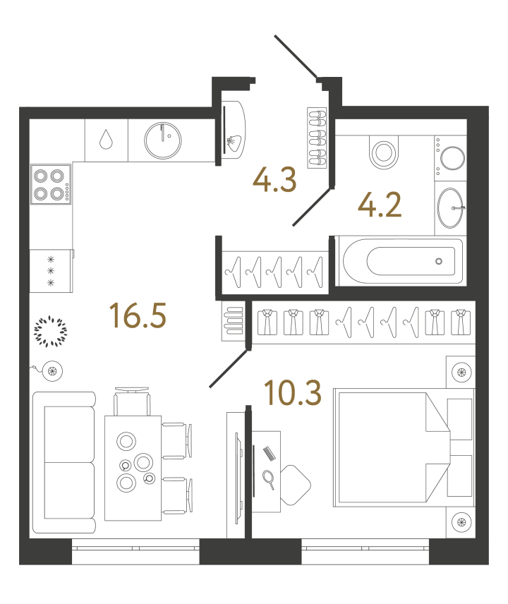 1-комнатная 35.3 м², 2 этаж, 10 176 280 руб.