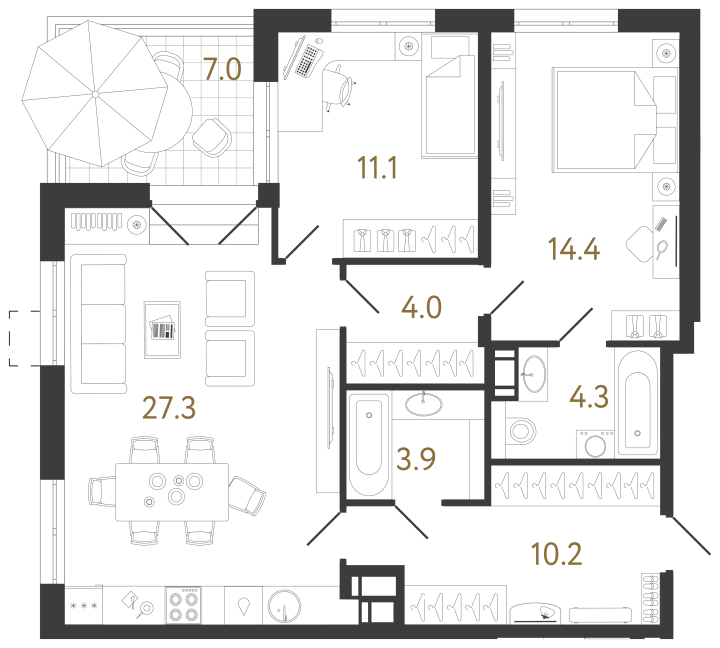 2-комнатная 75.2 м², 22 этаж, 24 226 462 руб.