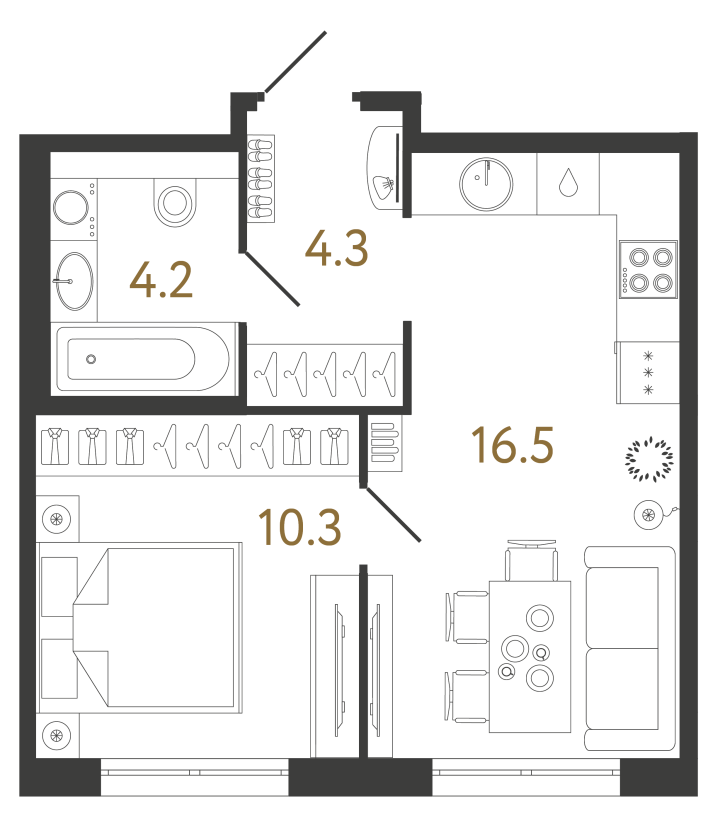 1-комнатная 35.3 м², 2 этаж, 10 176 280 руб.