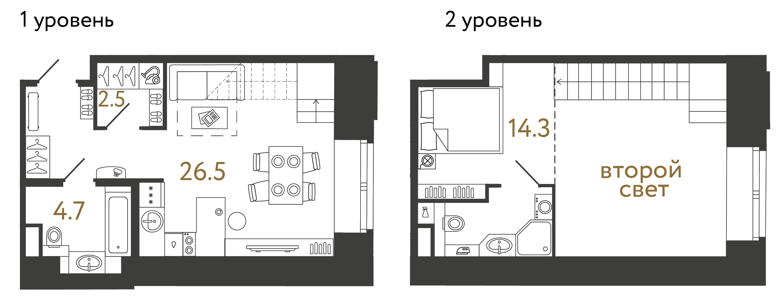 Однокомнатный номер 48 м²
