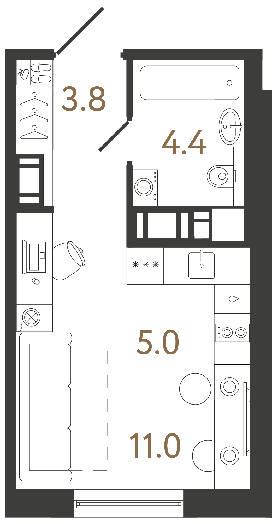 Студия 24.2 м²