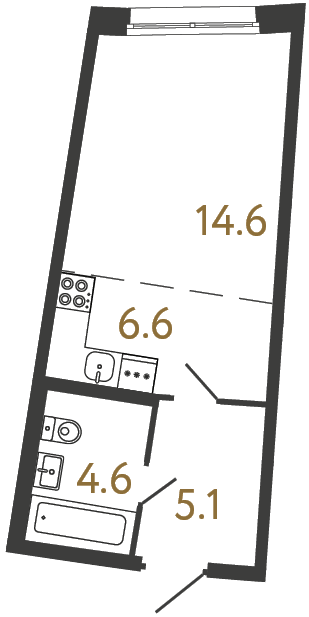 Студия №74 в ЖК Цвет Зеленогорска - 30.9 м²  - №2