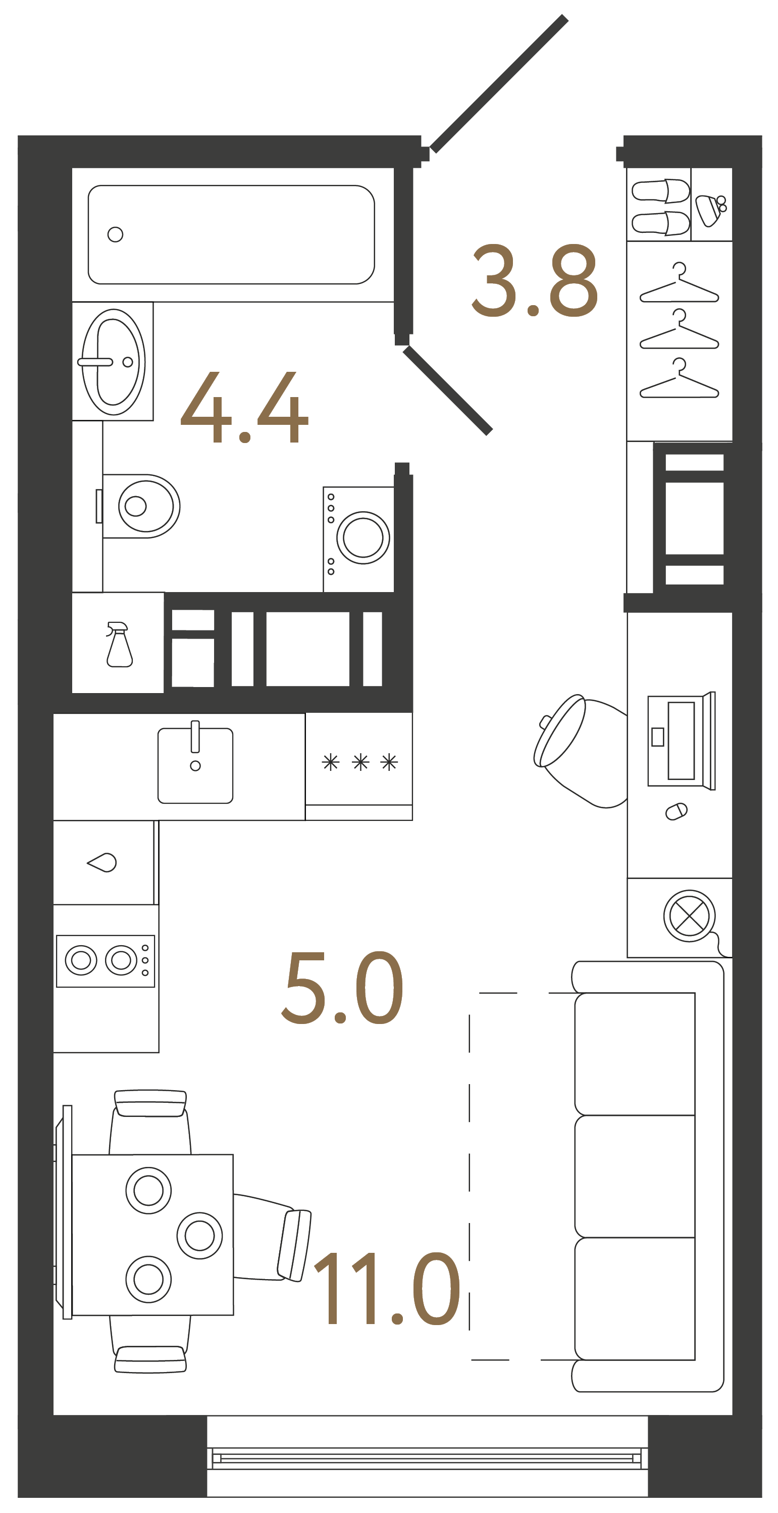 Студия 24.2 м²