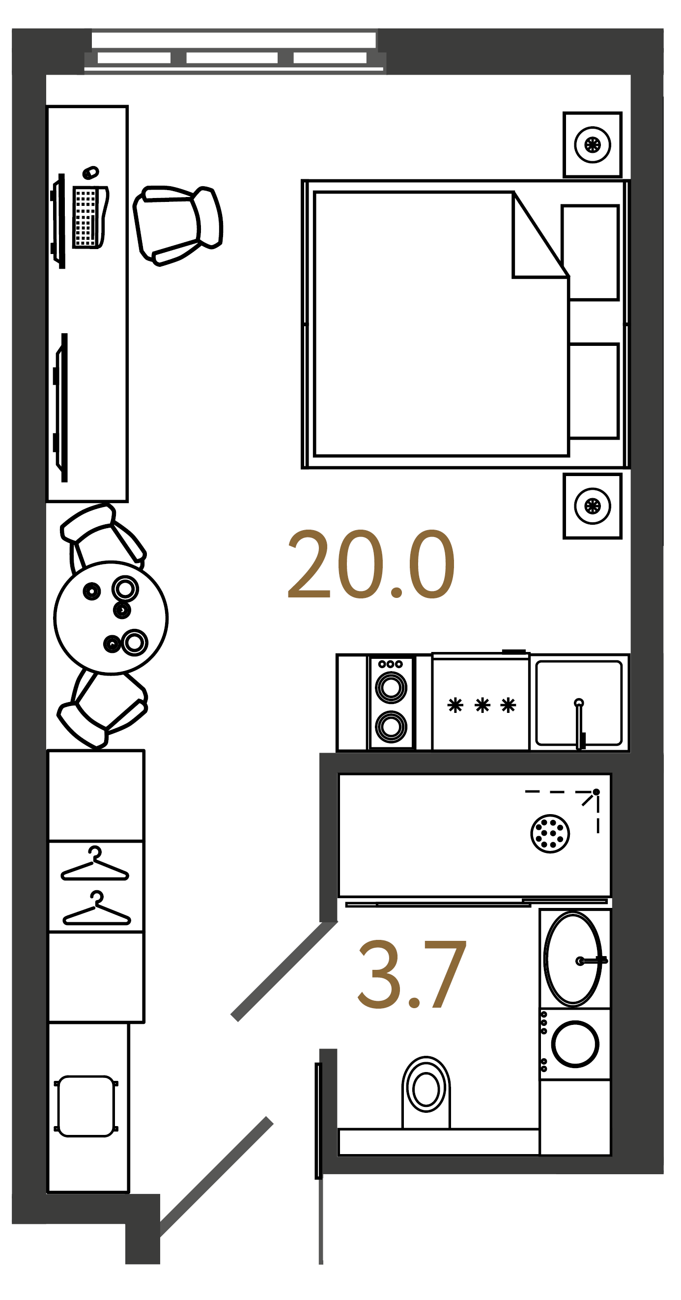 Студия 23.7 м²