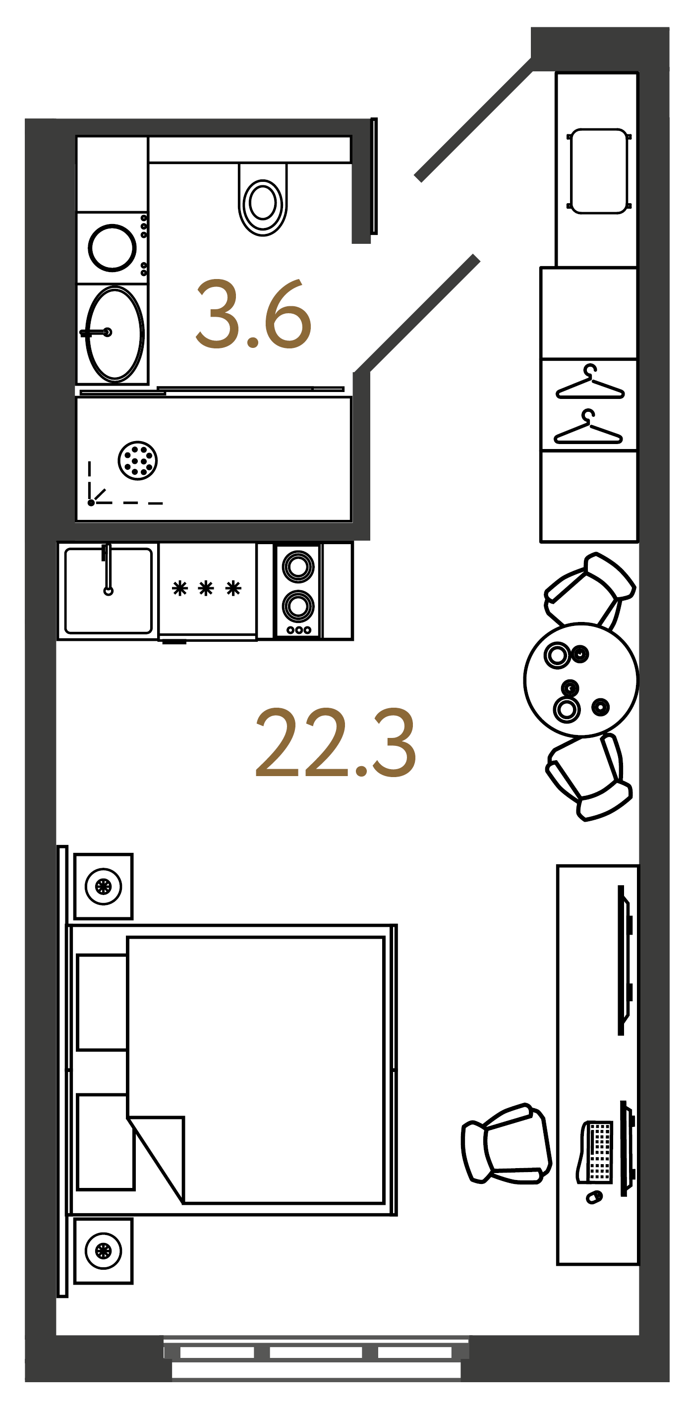 Студия 25.9 м²