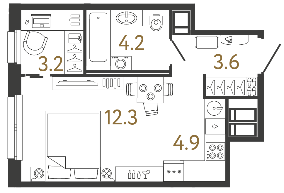 Студия 28.2 м²