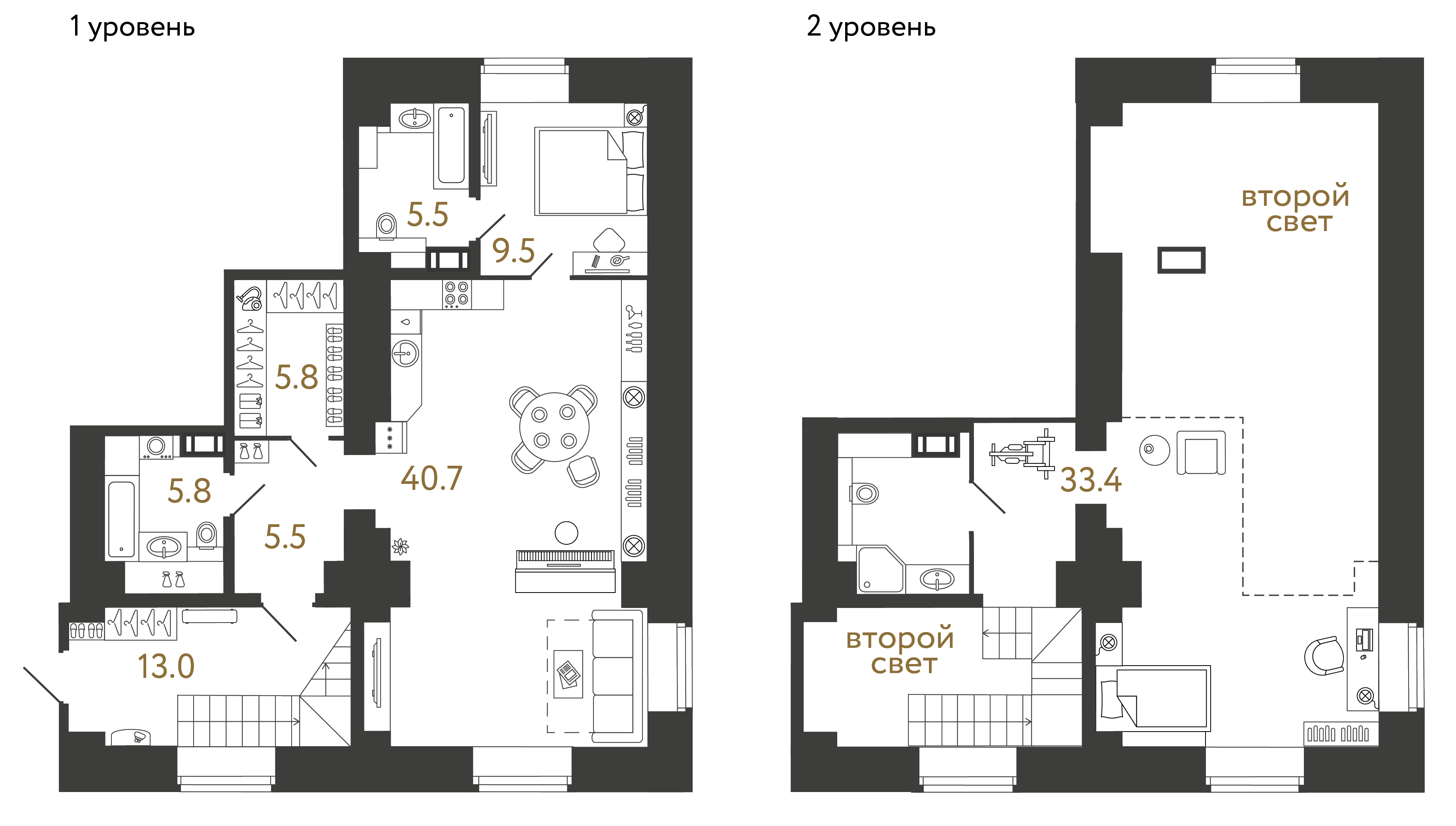 Двухкомнатный номер 119.2 м²