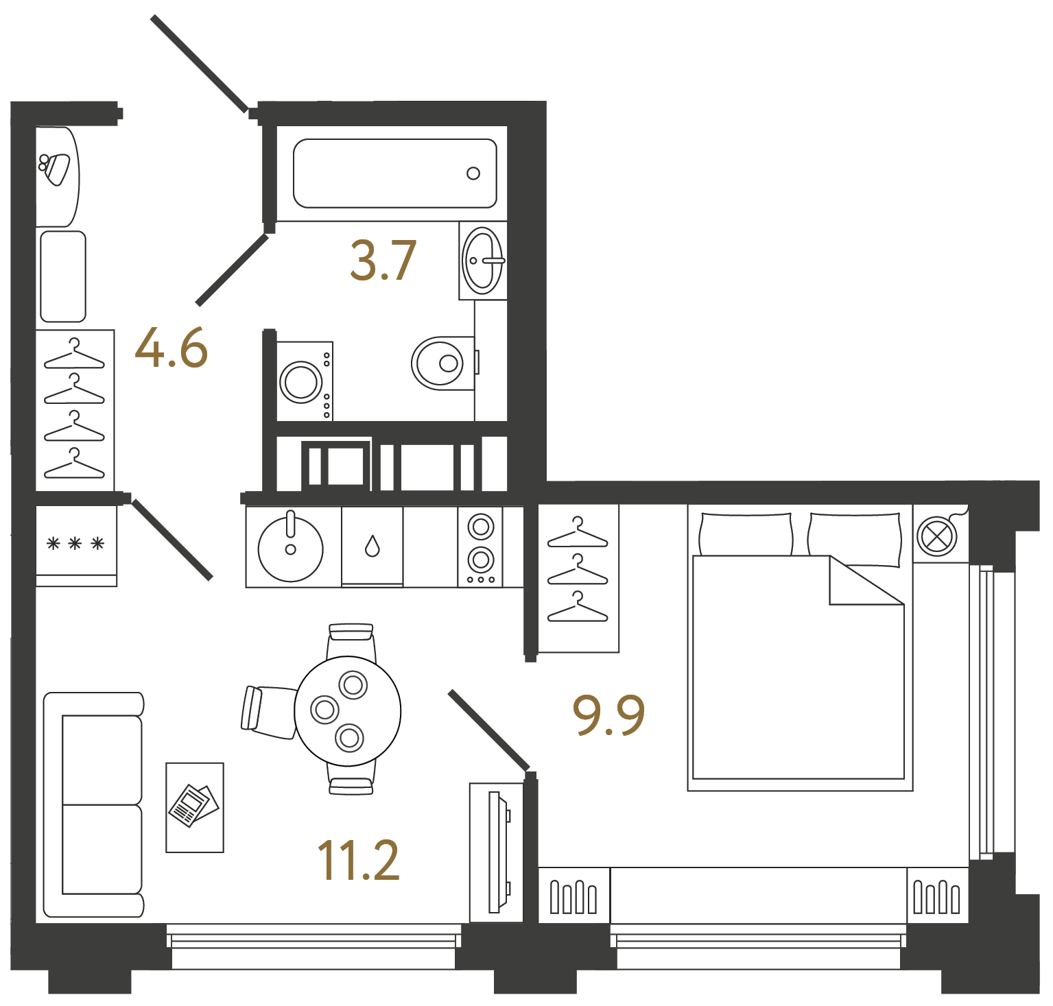 Однокомнатная квартира 29.4 м²