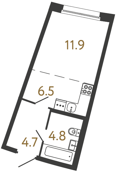 Студия №72 в ЖК Цвет Зеленогорска - 27.9 м²  - №2