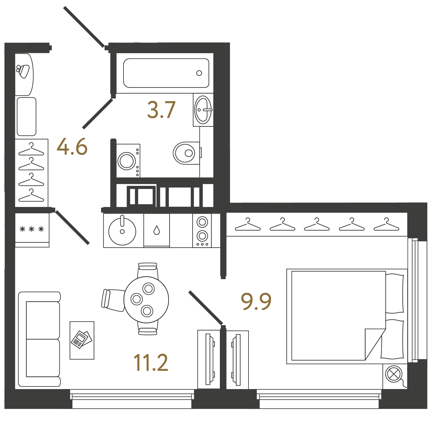 Однокомнатная квартира 29.4 м²