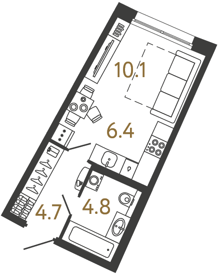 Студия 26 м²