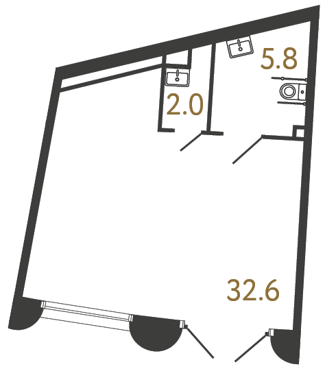 Коммерческое помещение №101 в ЖК Цвет Зеленогорска - 40.4 м²