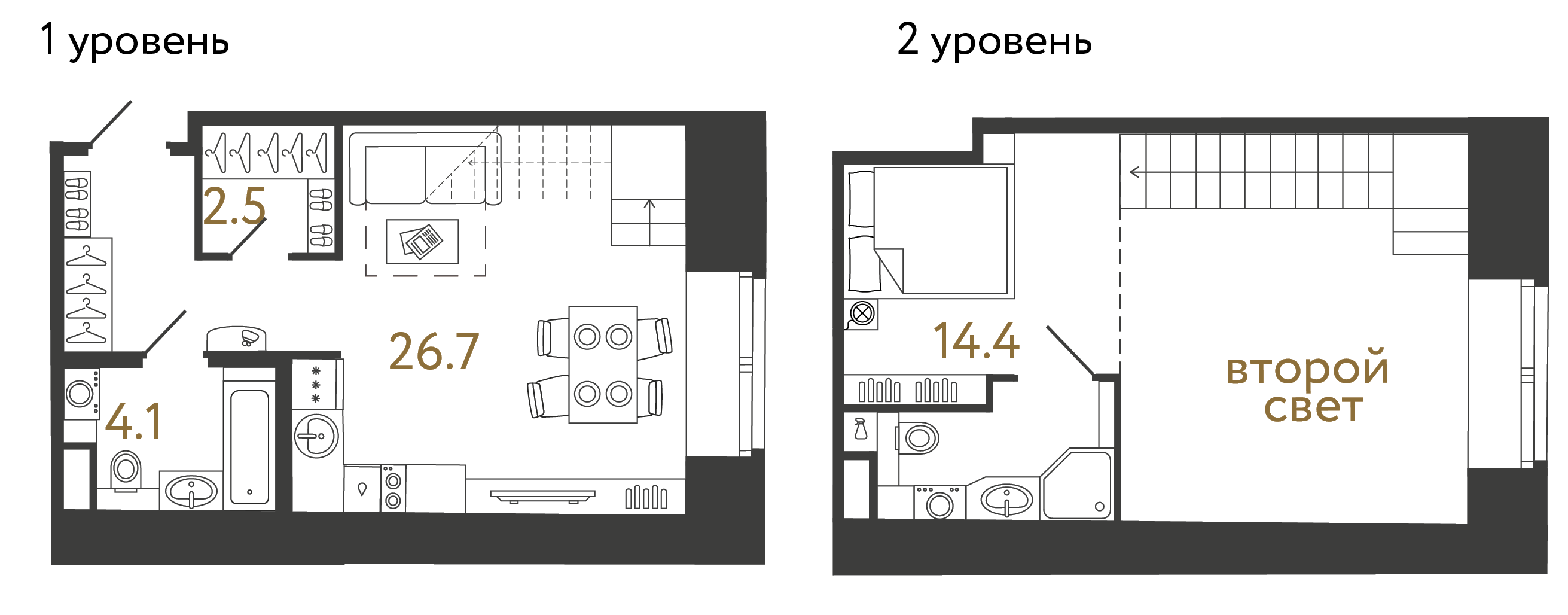 Однокомнатный номер 47.7 м²