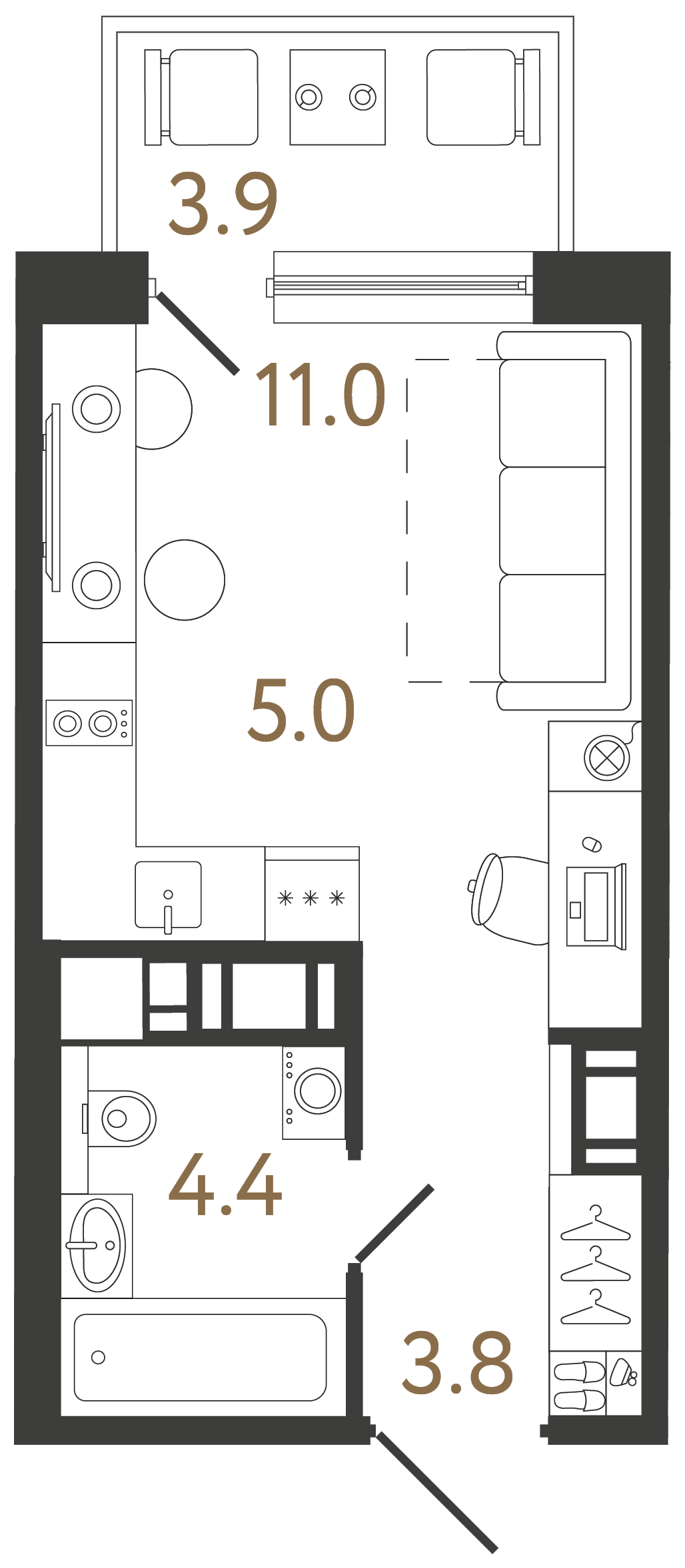 Студия 24.2 м²