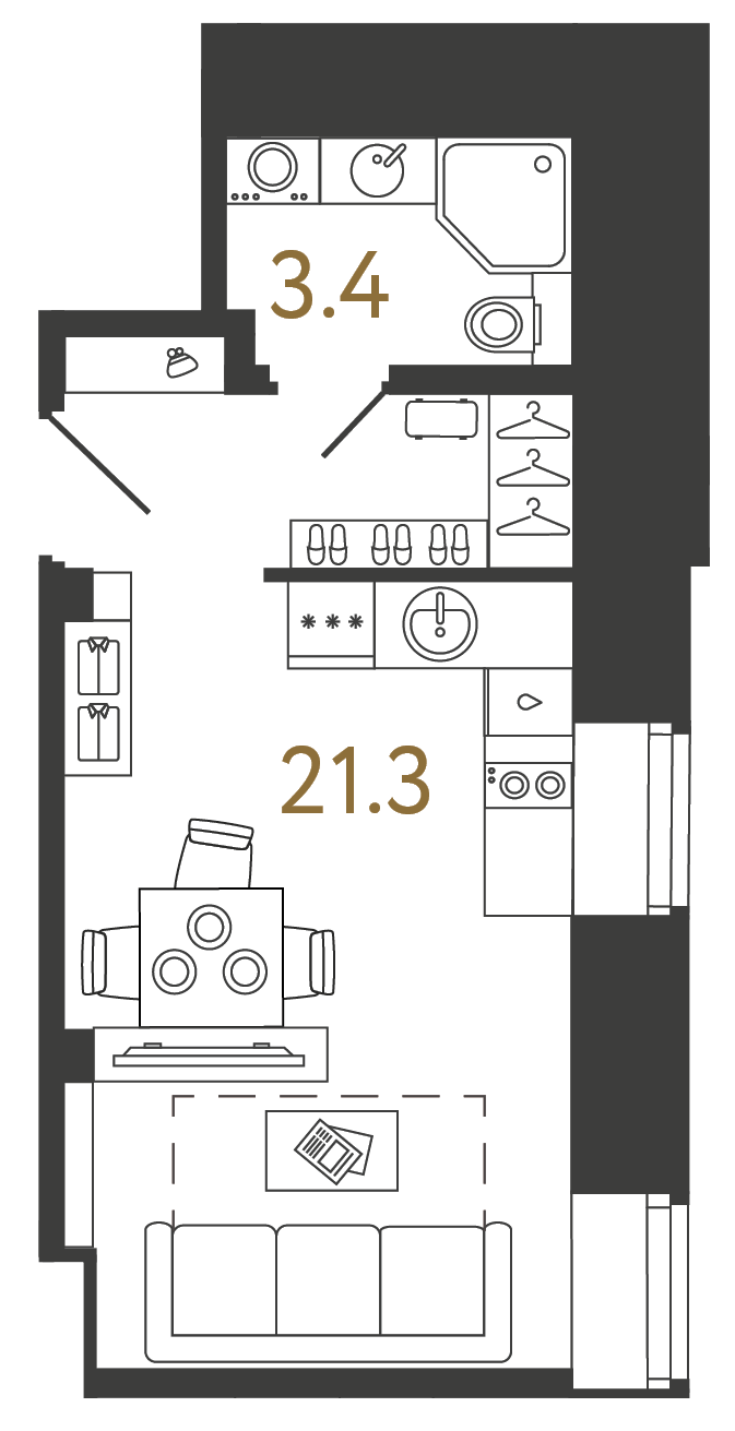 Однокомнатный номер 24.7 м²