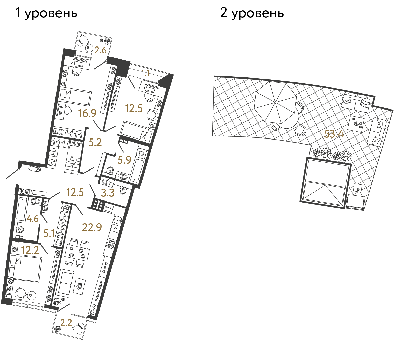 Трёхкомнатная квартира 101.1 м²