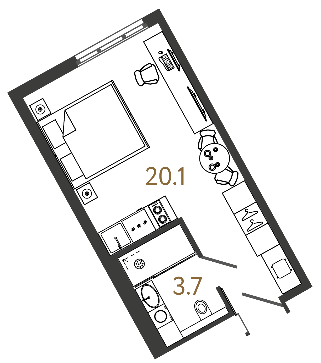 Студия 23.8 м²