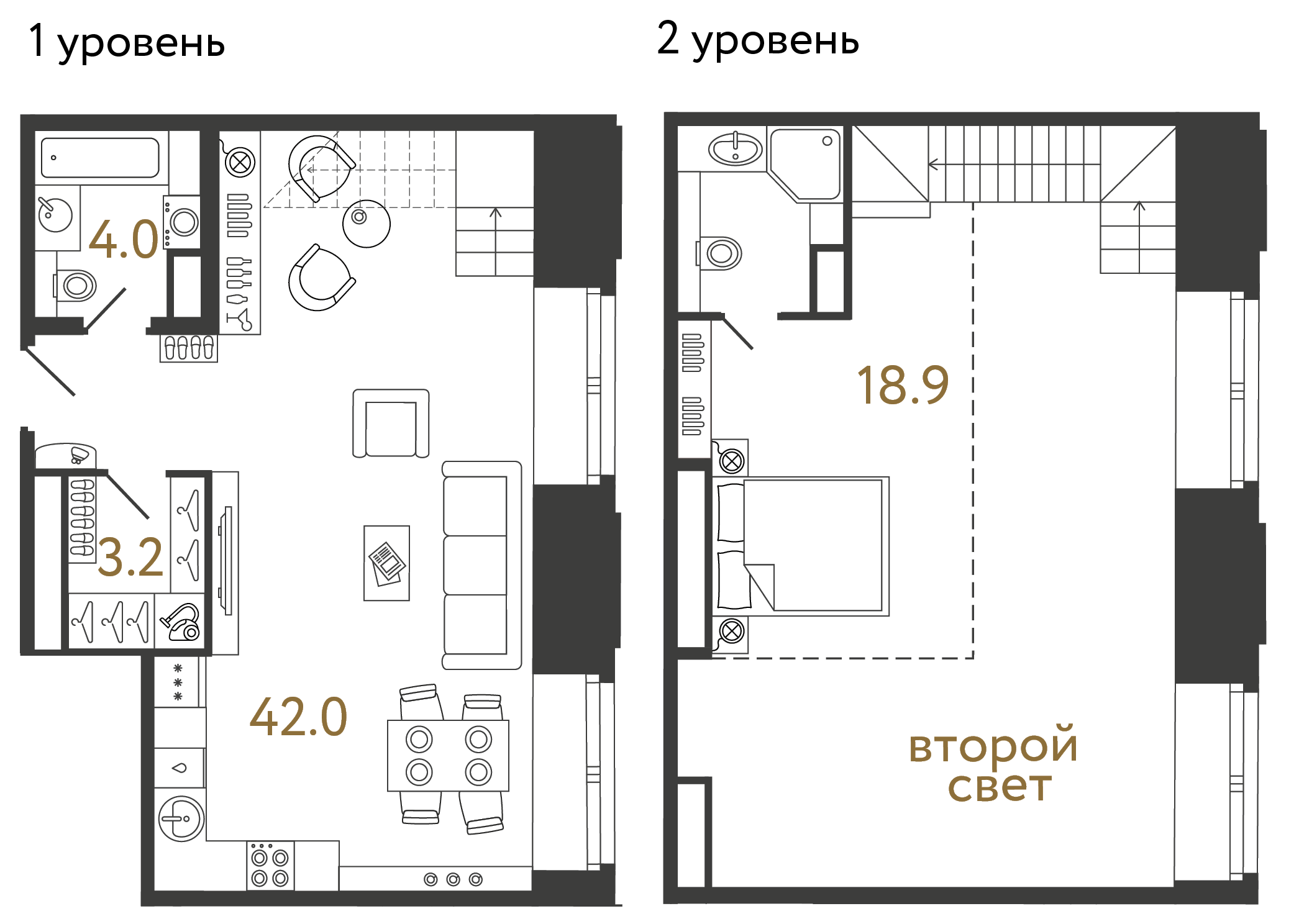 Однокомнатный номер 68.1 м²