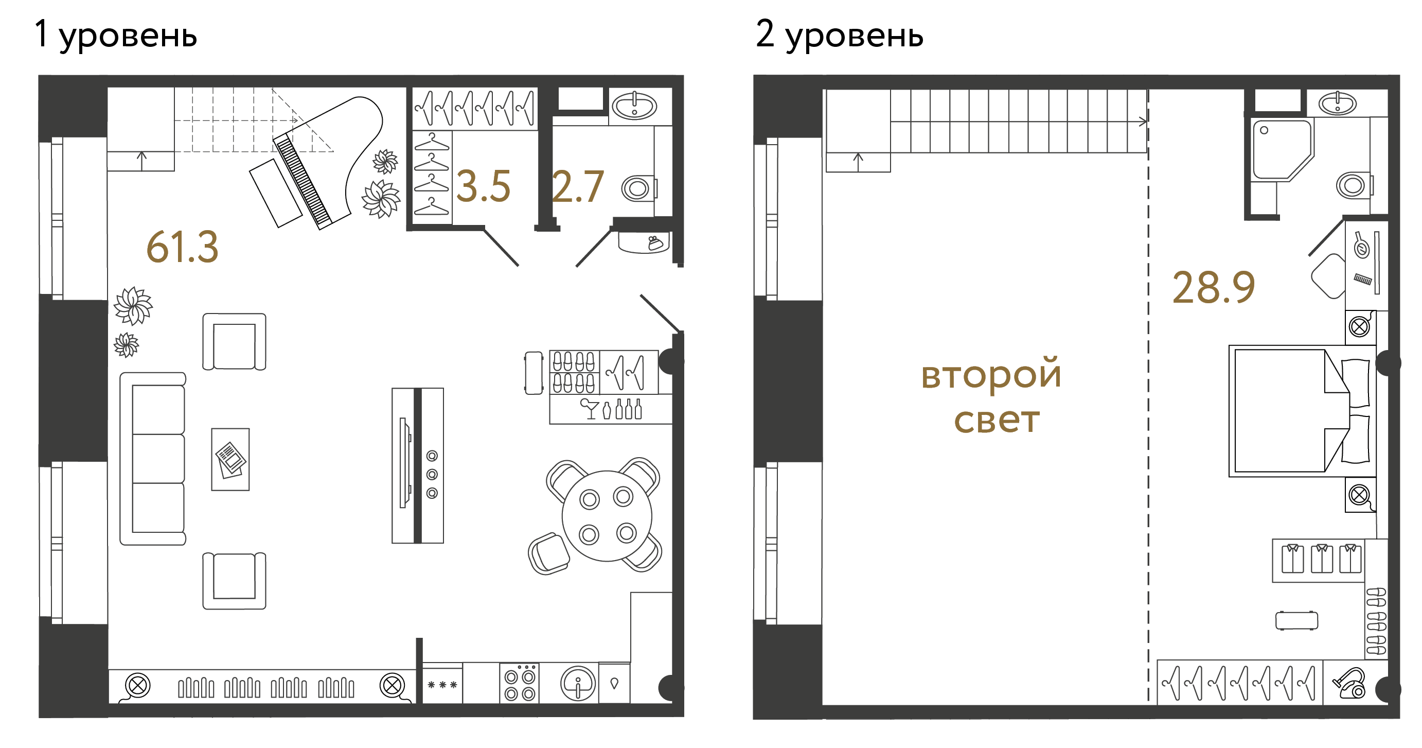 Однокомнатные апартаменты 96.4 м²
