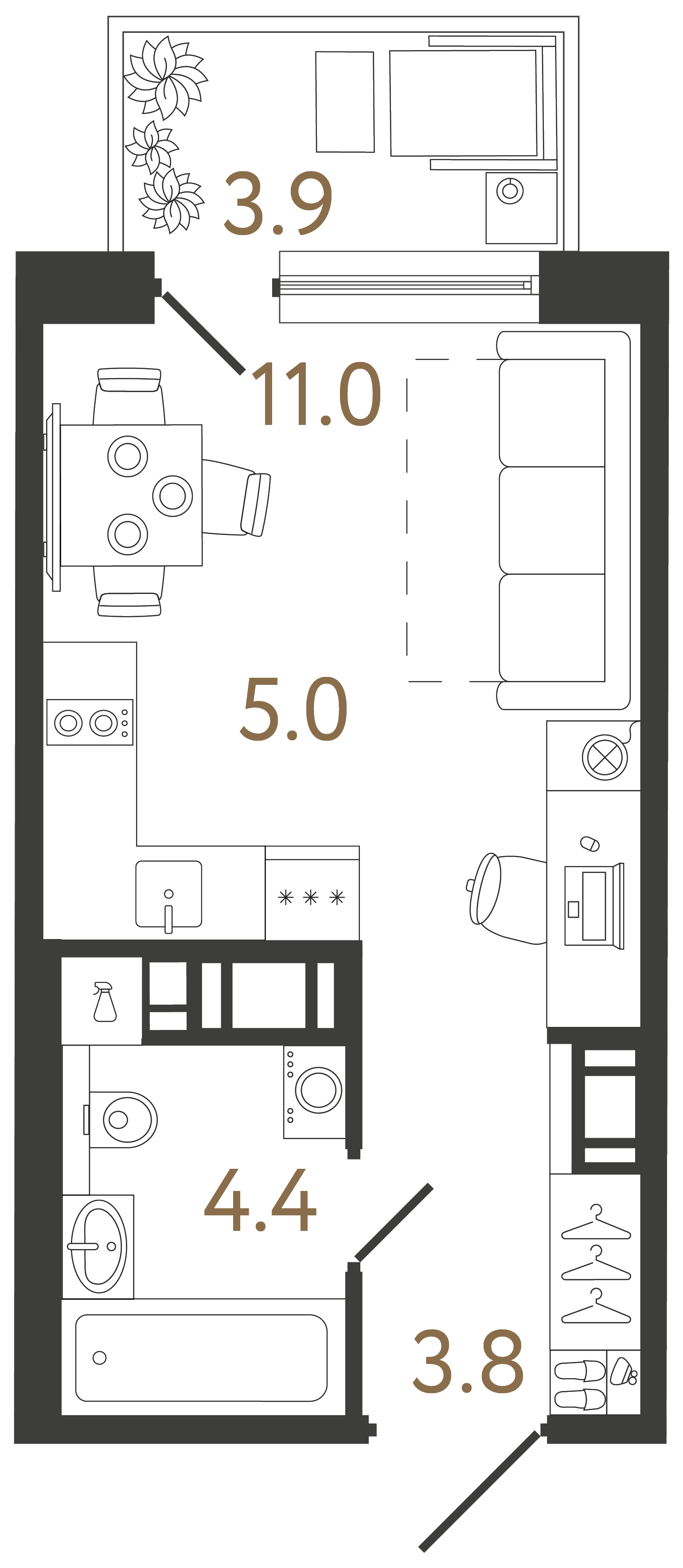 Студия 24.2 м²