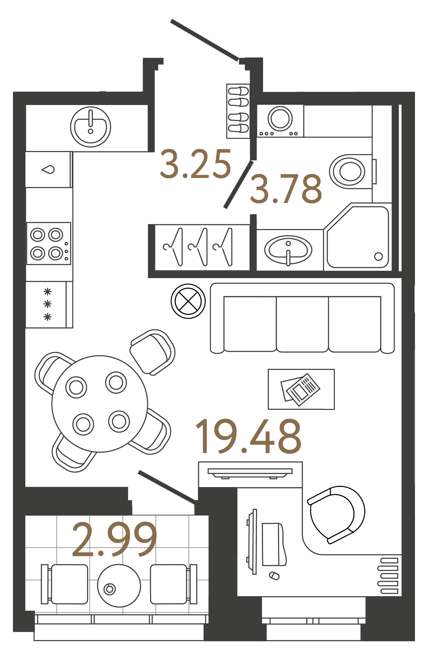 Студия 26.51 м²