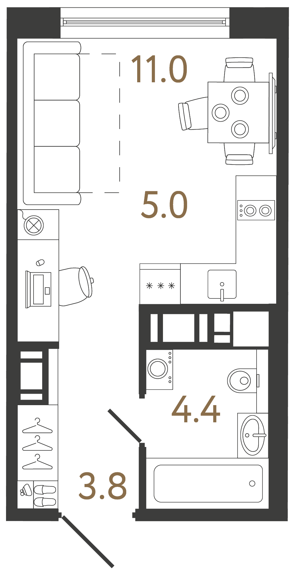 Студия 24.2 м²
