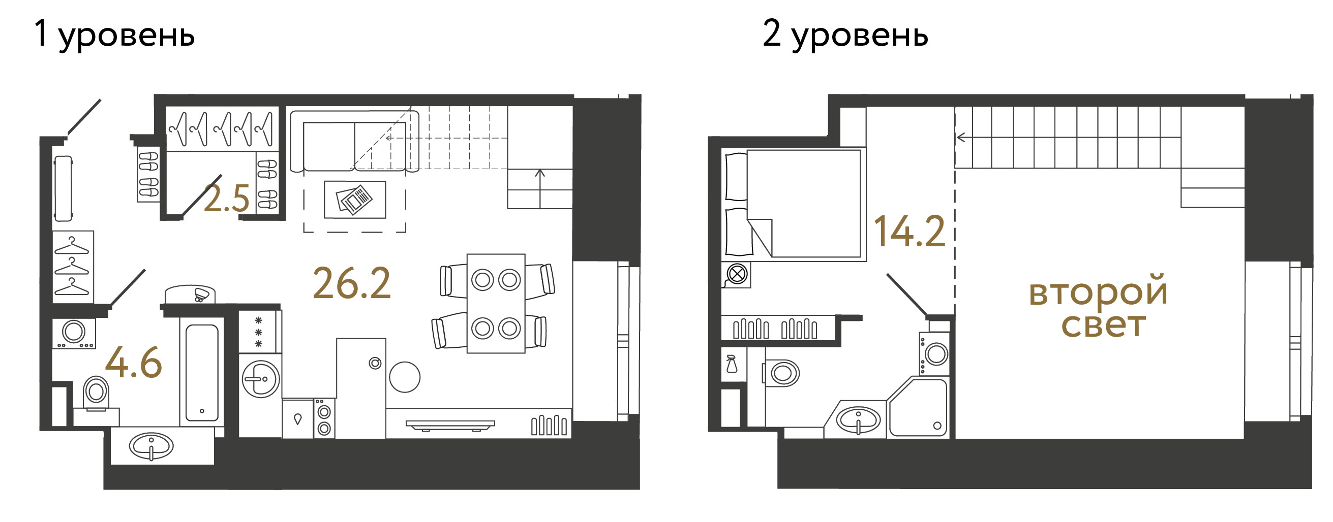 Однокомнатный номер 47.5 м²