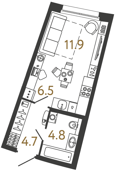Студия №72 в ЖК Цвет Зеленогорска - 27.9 м²