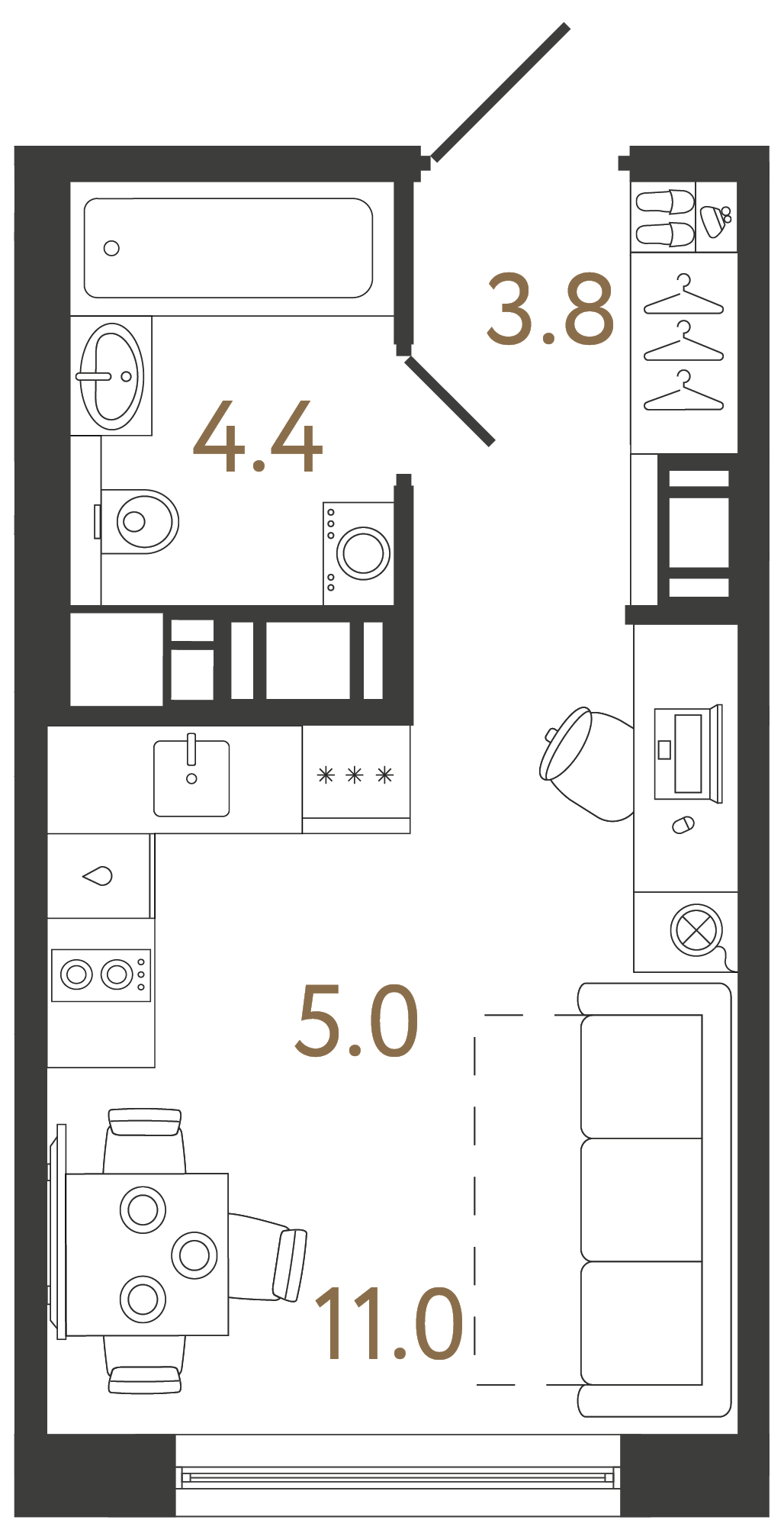 Студия 24.2 м²