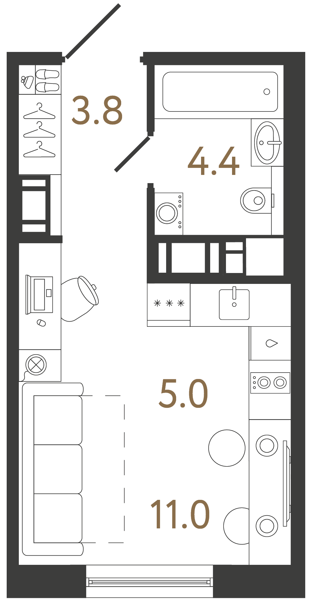 Студия 24.2 м²