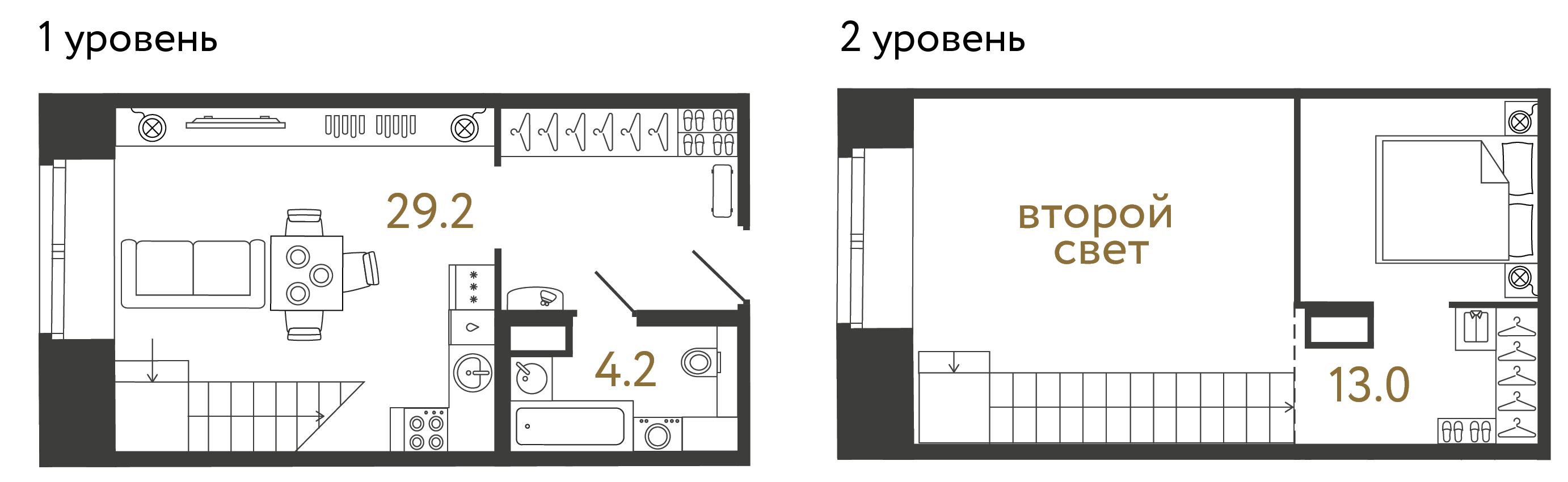 Однокомнатный номер 46.4 м²