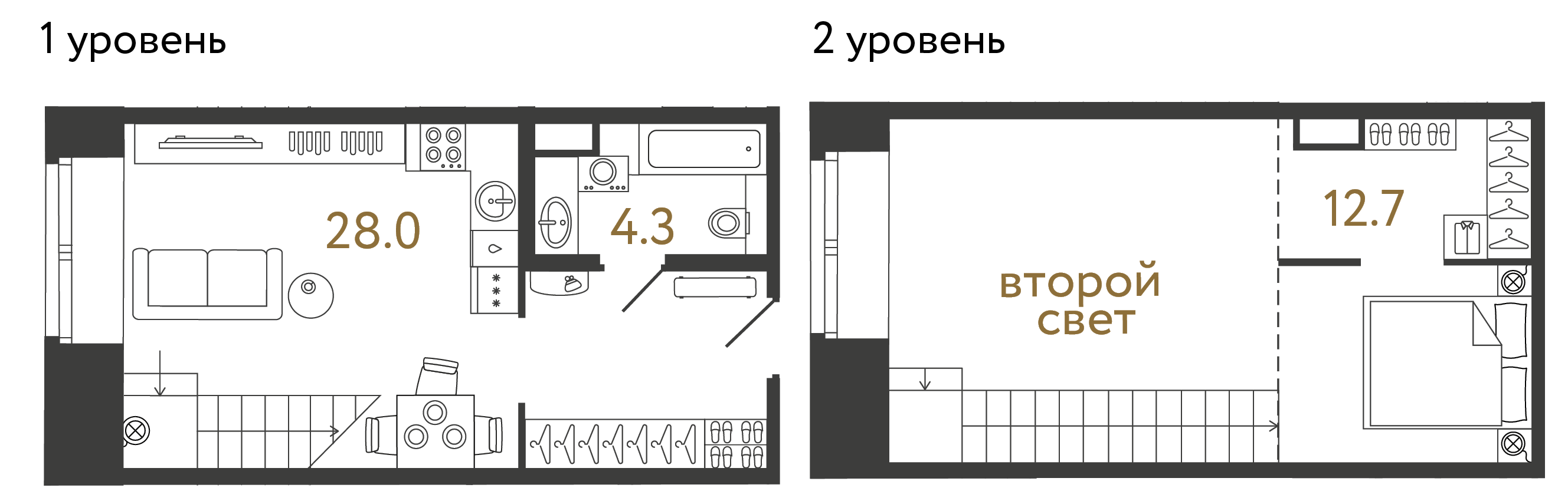 Однокомнатный номер 45 м²