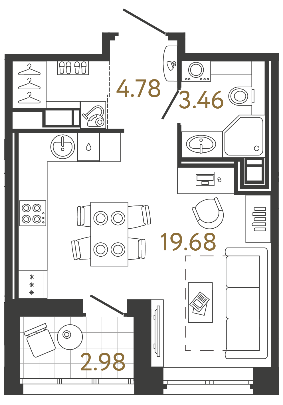 Студия 27.92 м²