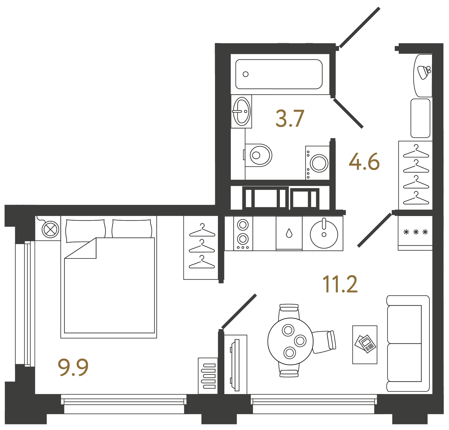 Однокомнатная квартира 29.4 м²