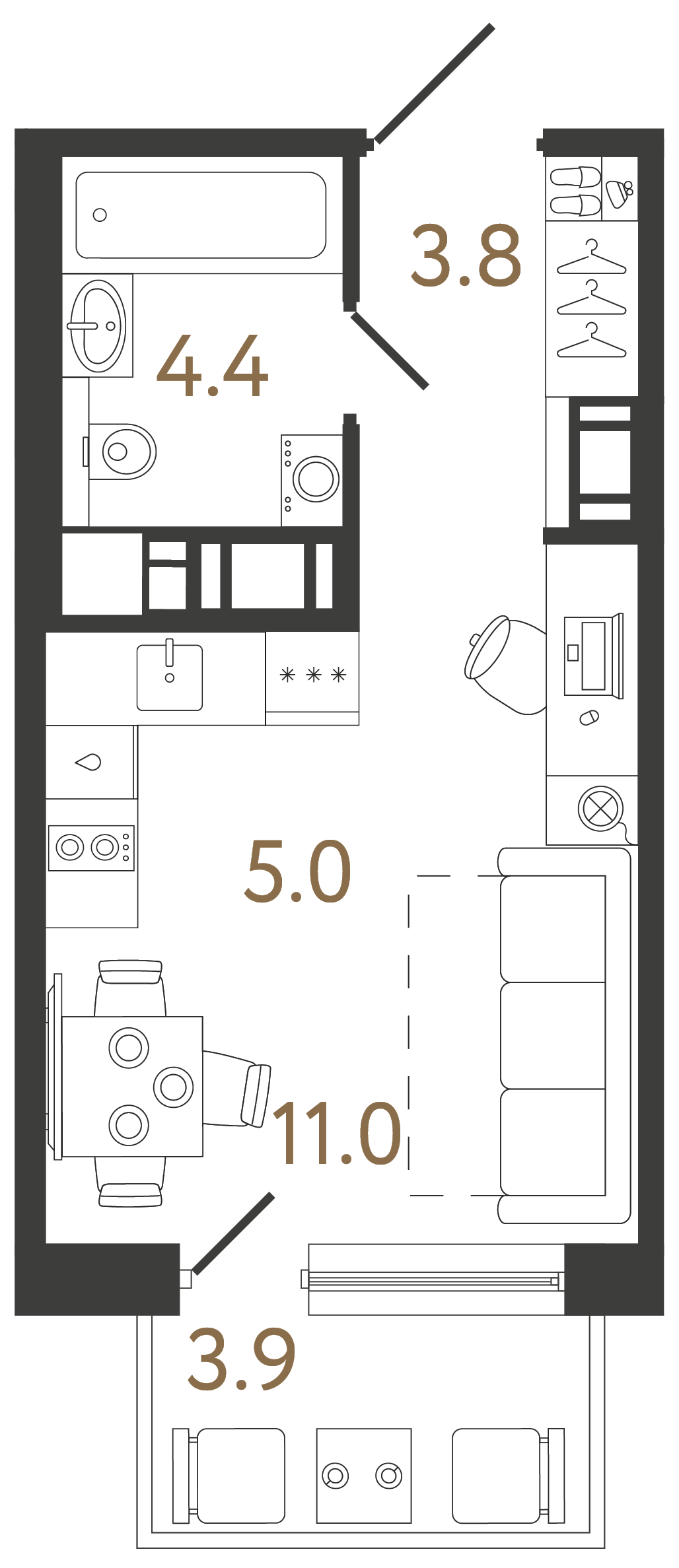 Студия 24.2 м²