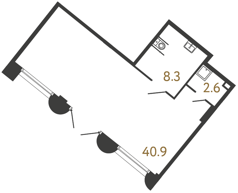 Коммерческое помещение №96 в ЖК Цвет Зеленогорска - 51.8 м²