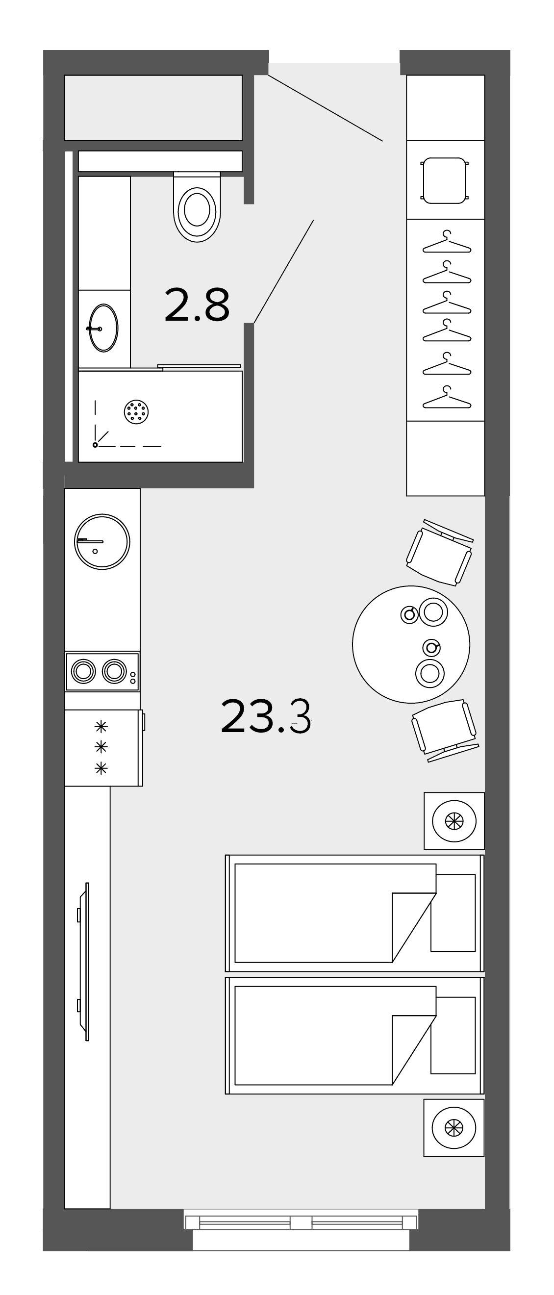 Студия 26.1 м²