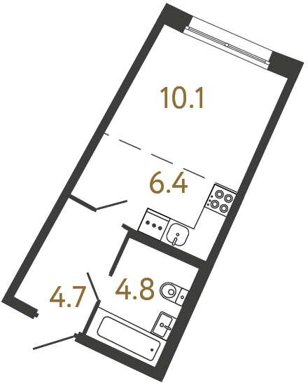 Студия №70 в ЖК Цвет Зеленогорска - 26 м²  - №2