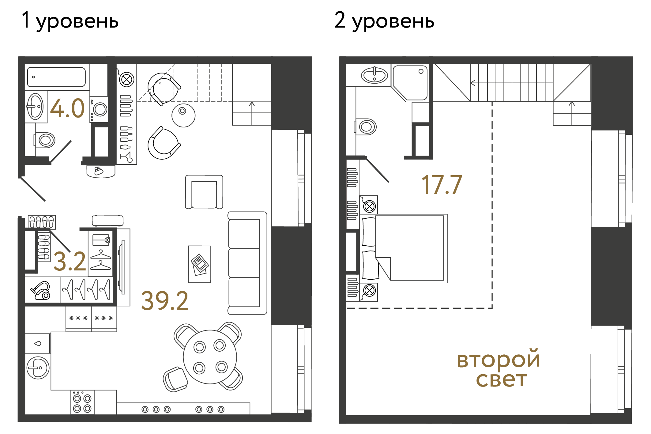 Однокомнатный номер 64.1 м²