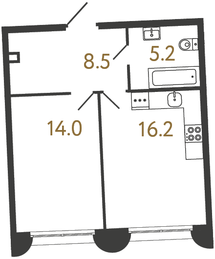 Однокомнатная квартира №31 в ЖК Цвет Зеленогорска - 43.9 м²  - №2
