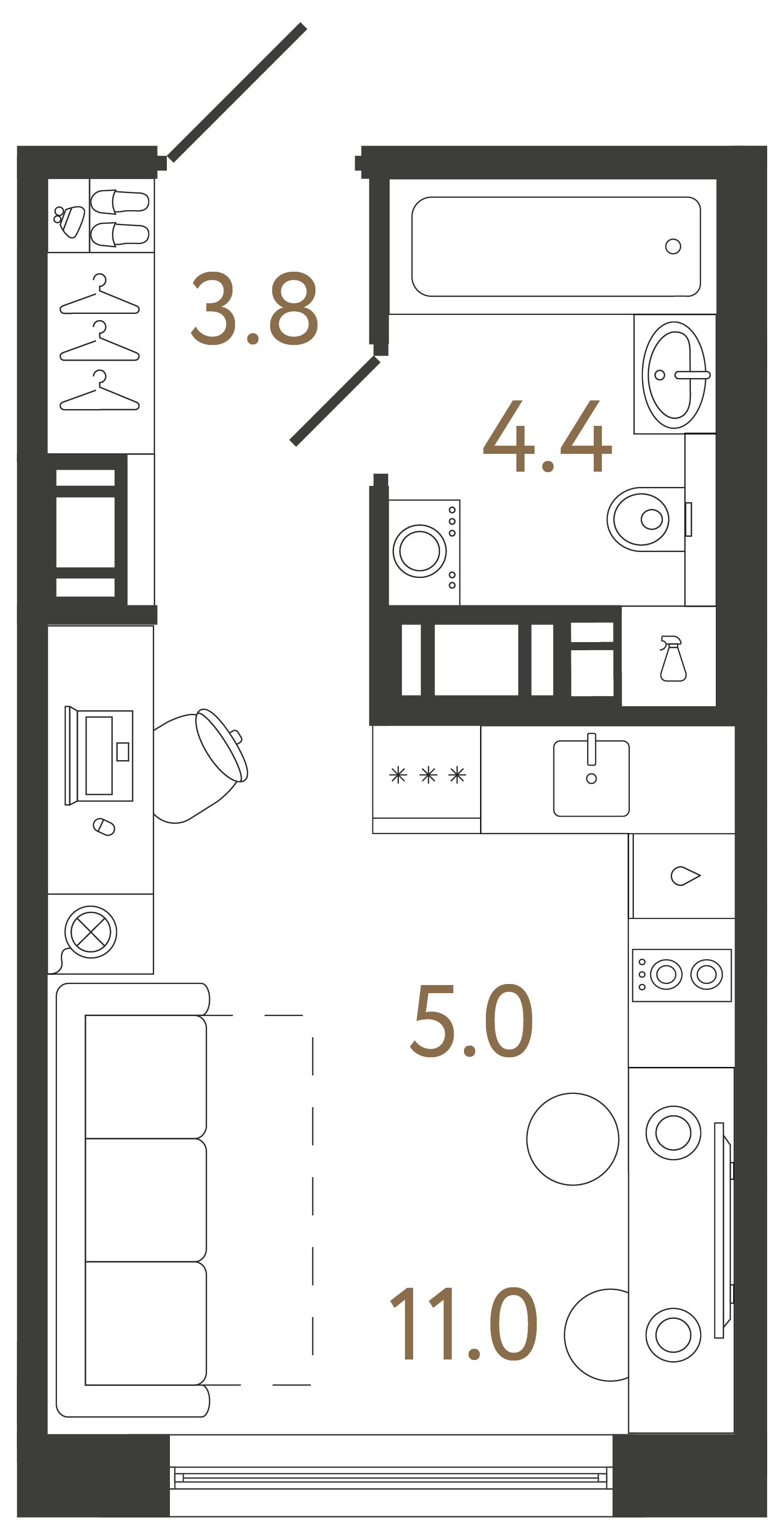 Студия 24.2 м²