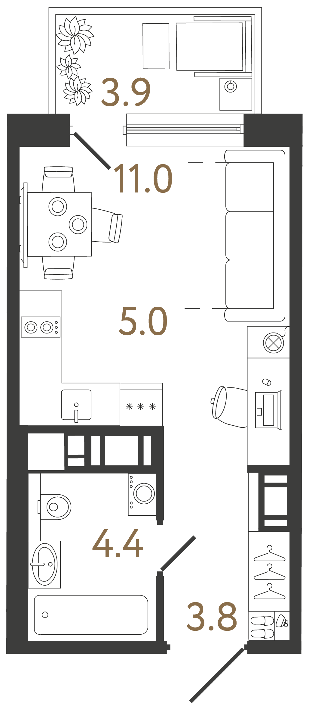 Студия 24.2 м²
