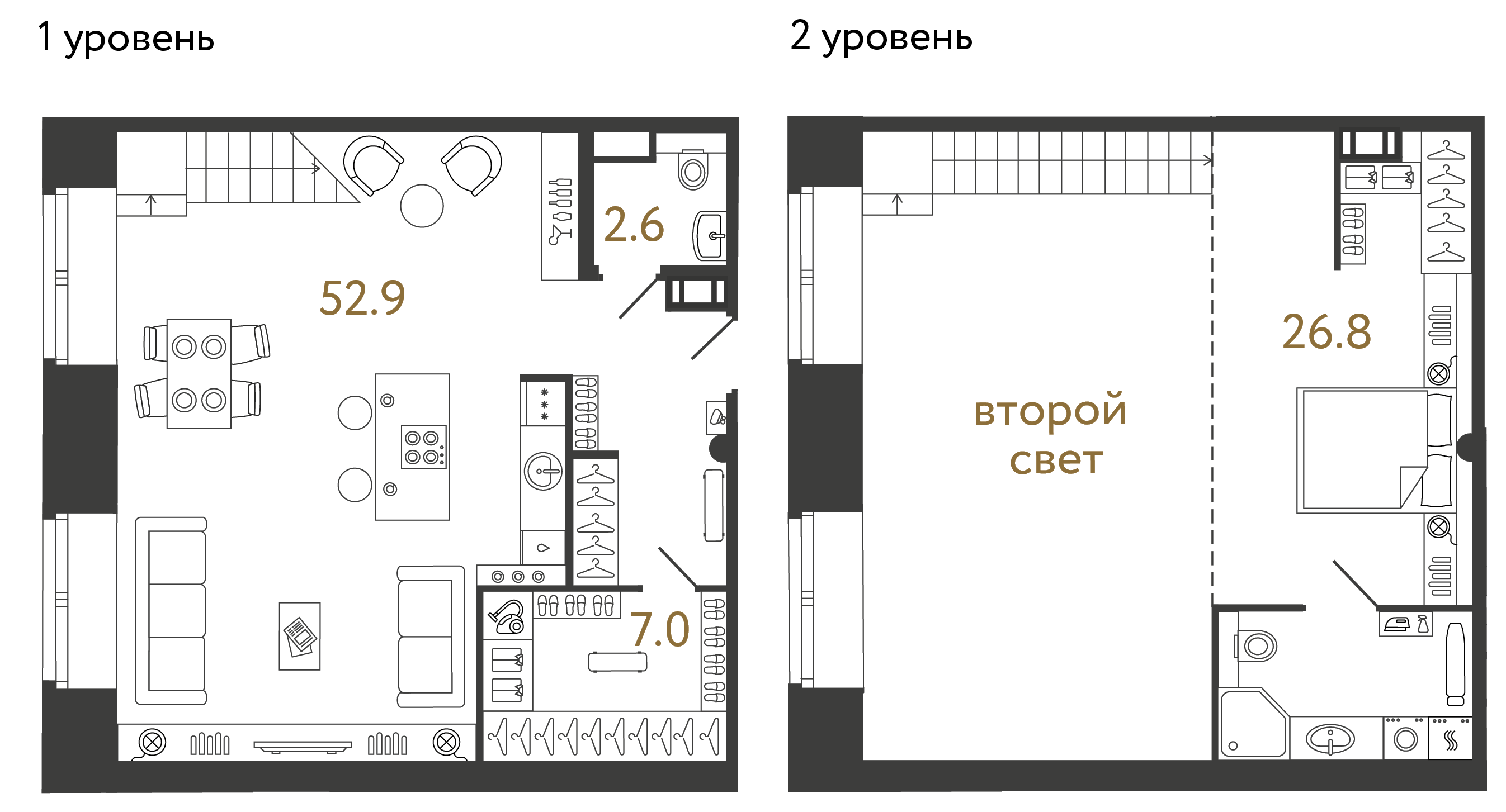 Однокомнатные апартаменты 89.3 м²