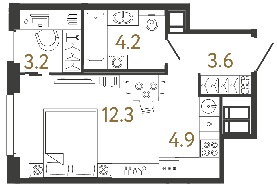 Студия 28.2 м²
