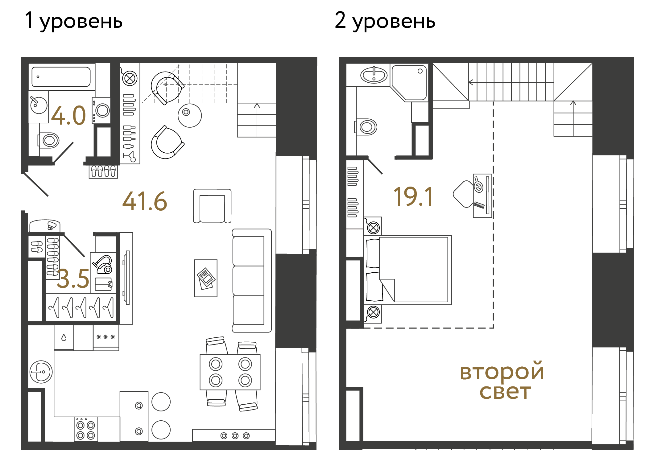 Однокомнатный номер 68.2 м²