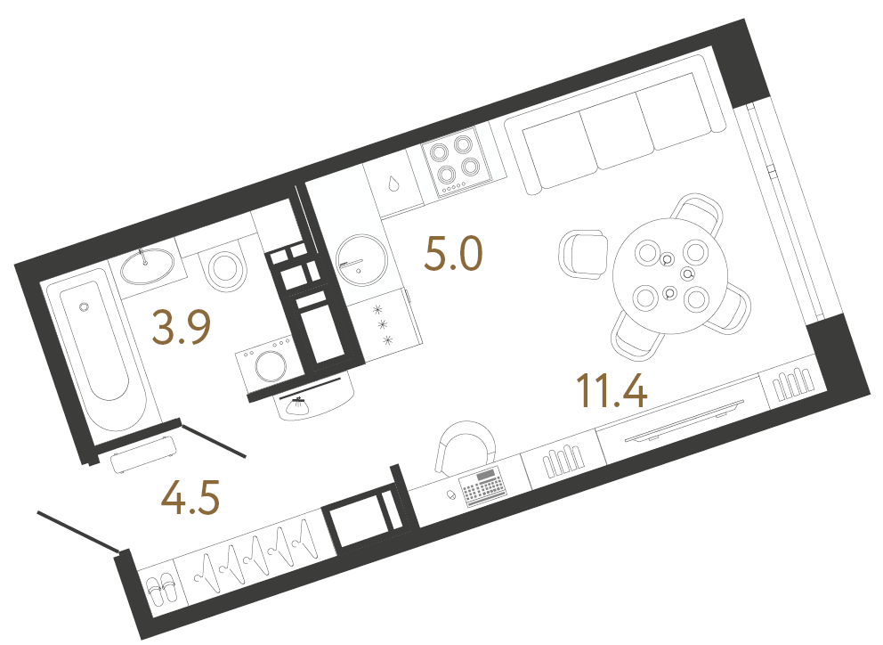 Студия 24.8 м²